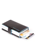 Doppeltes Compact Wallet für Kreditkarten mit Schiebesystem Blue Square Schwarz