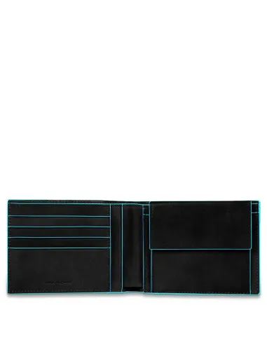 Portafogli uomo Piquadro Blue square con portamonete nero PU257B2R interno