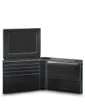 Piquadro Blue Square Small wallet with coin purse and removable card holder black