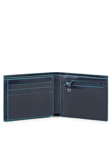 Piquadro Men's wallet with two cash compartments blue