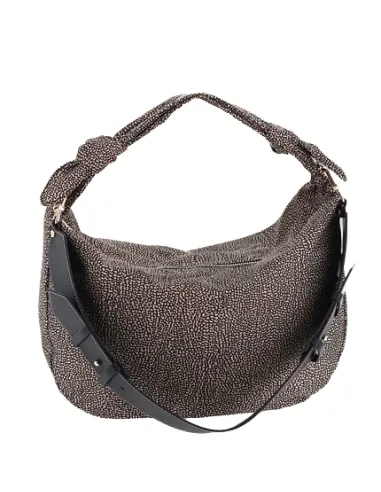 Borbonese Duna medium hobo bag OP Natural Black